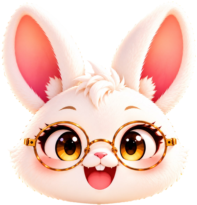 Hare Academy mascot, a hare with round glasses
